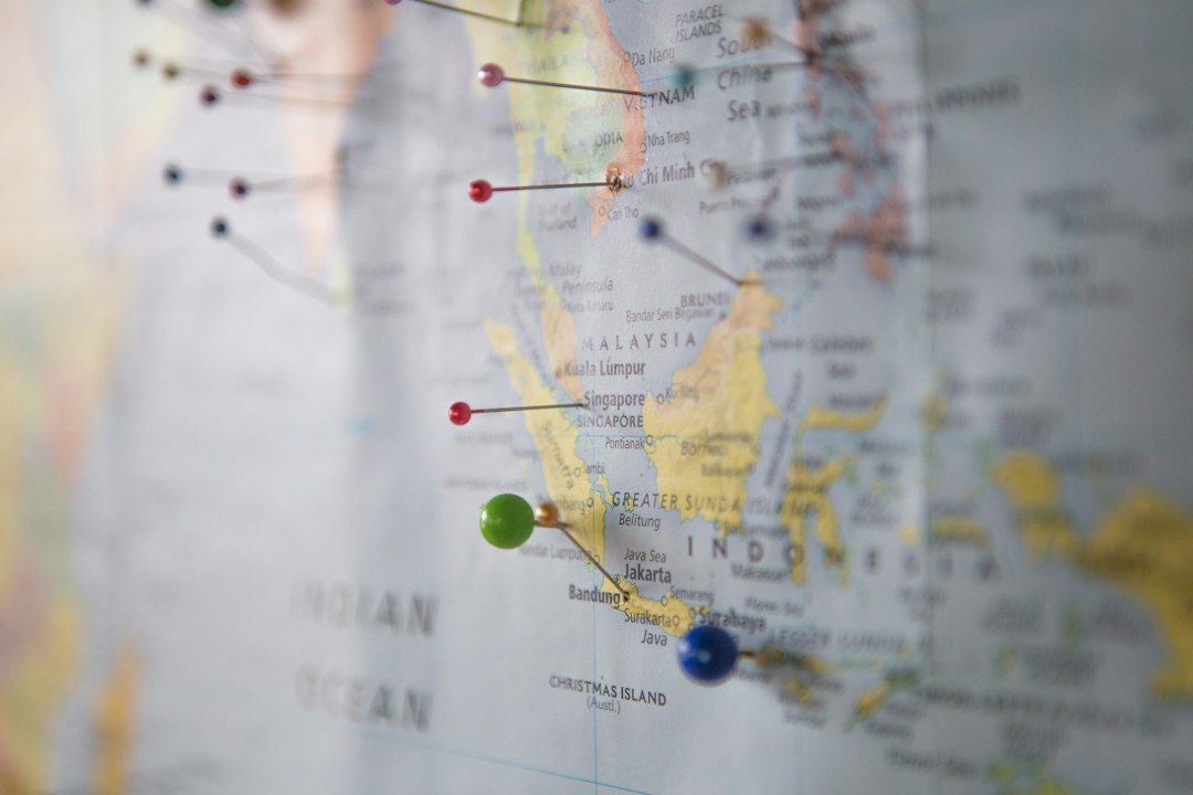 World map with pins marking target markets, planned with SEO consultant services